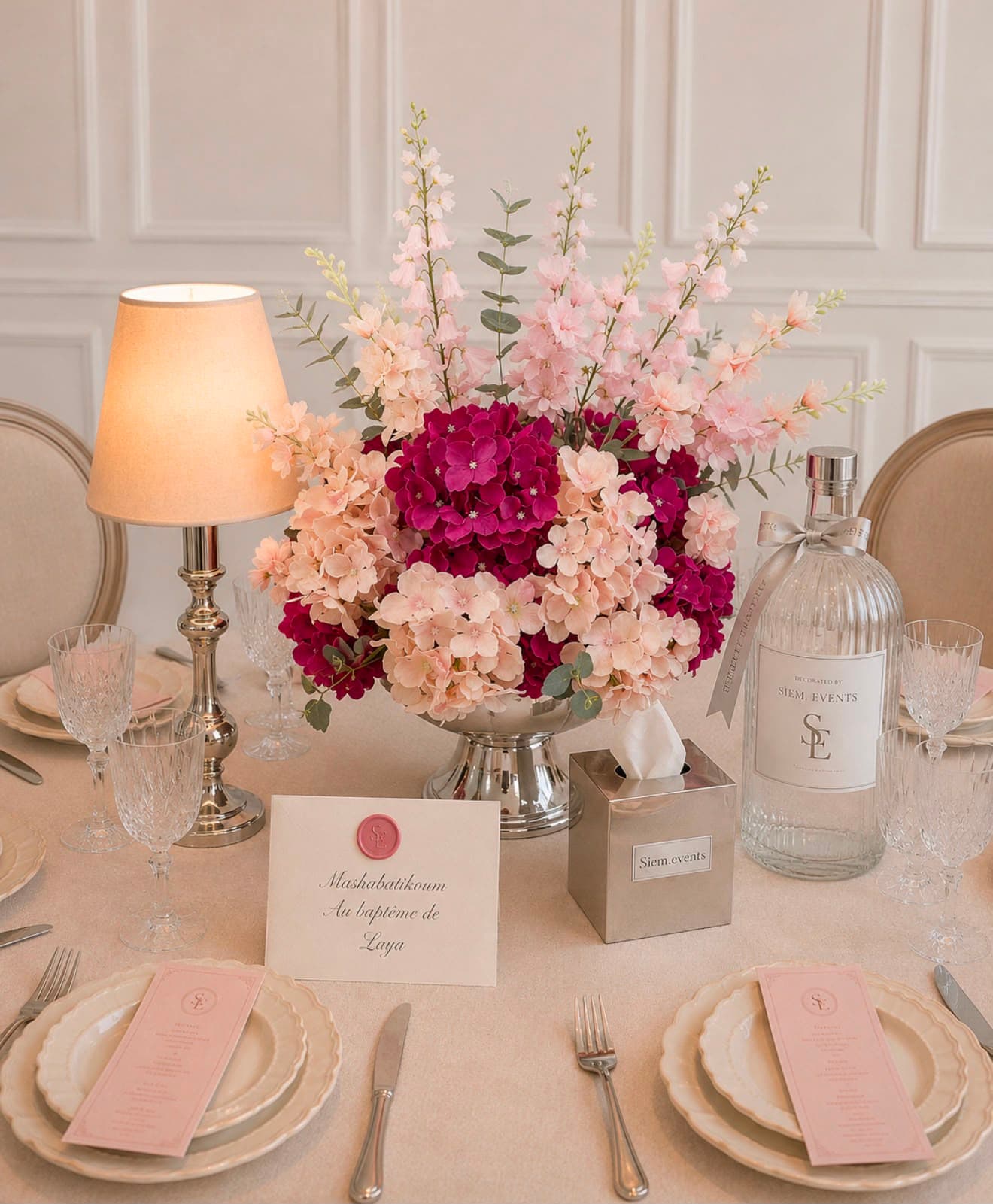 Décoration de table Douceur de Rose — Siem Events